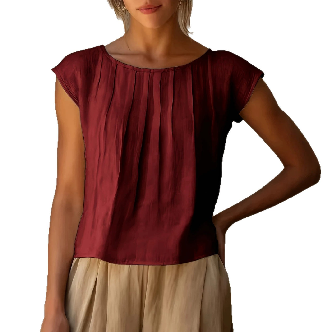 Womens Round Neck Sleeveless Blouse