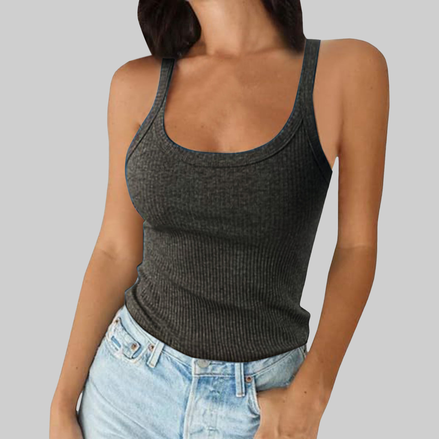 Women wear halter tops outside in summer