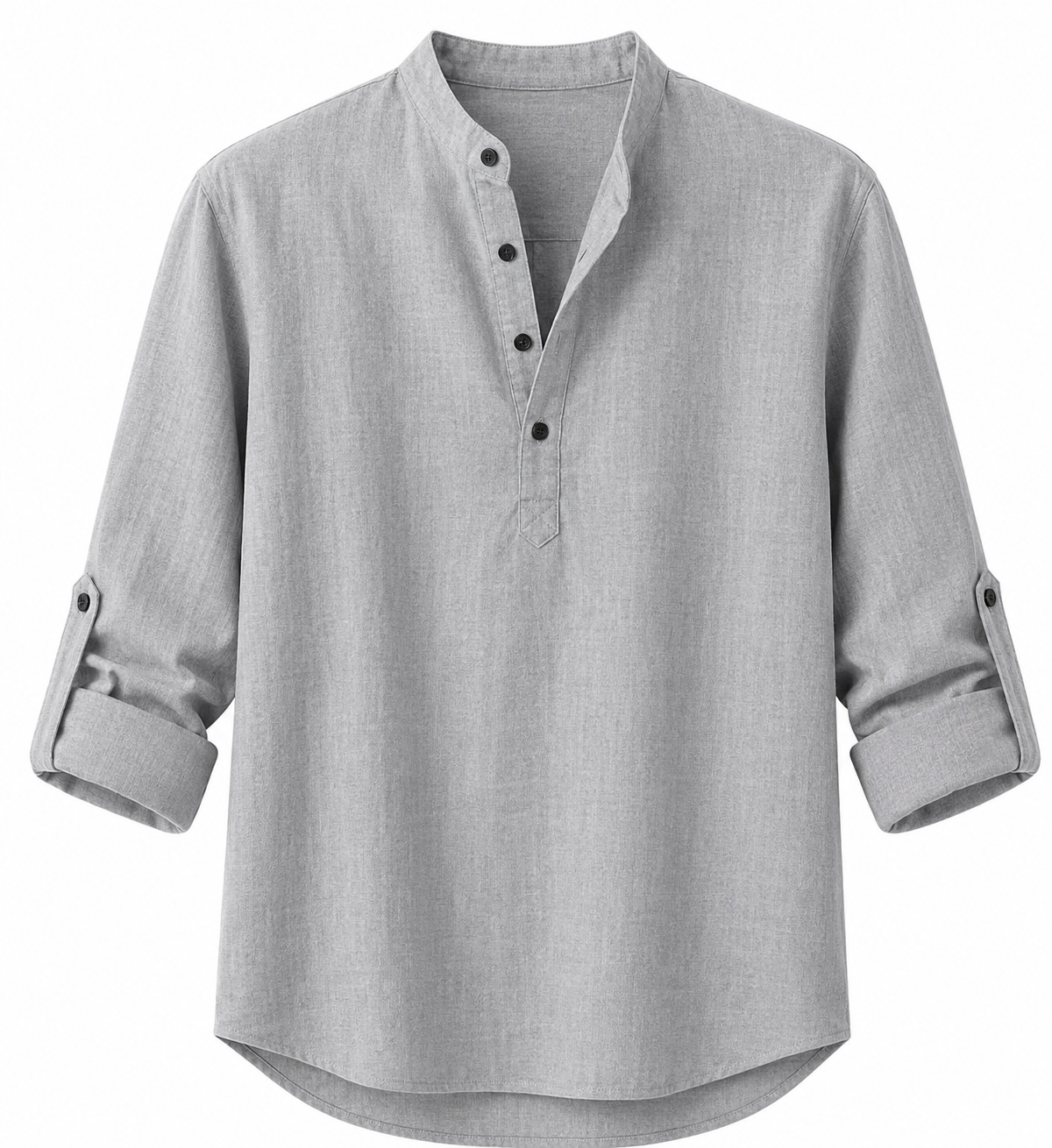 Camisa de Lino con Cuello Mao