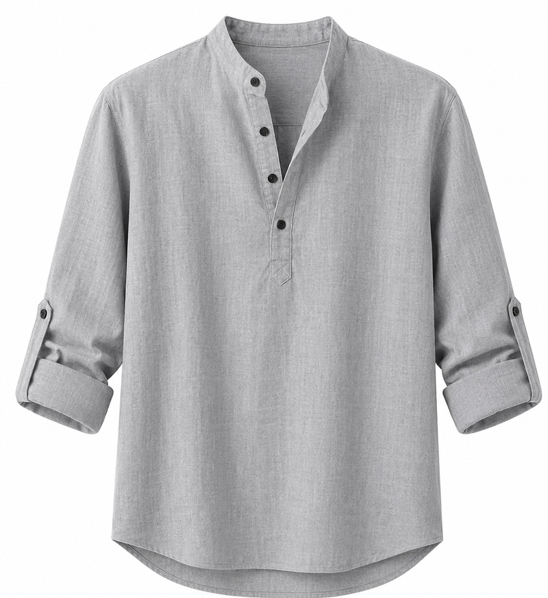Camisa de Lino con Cuello Mao