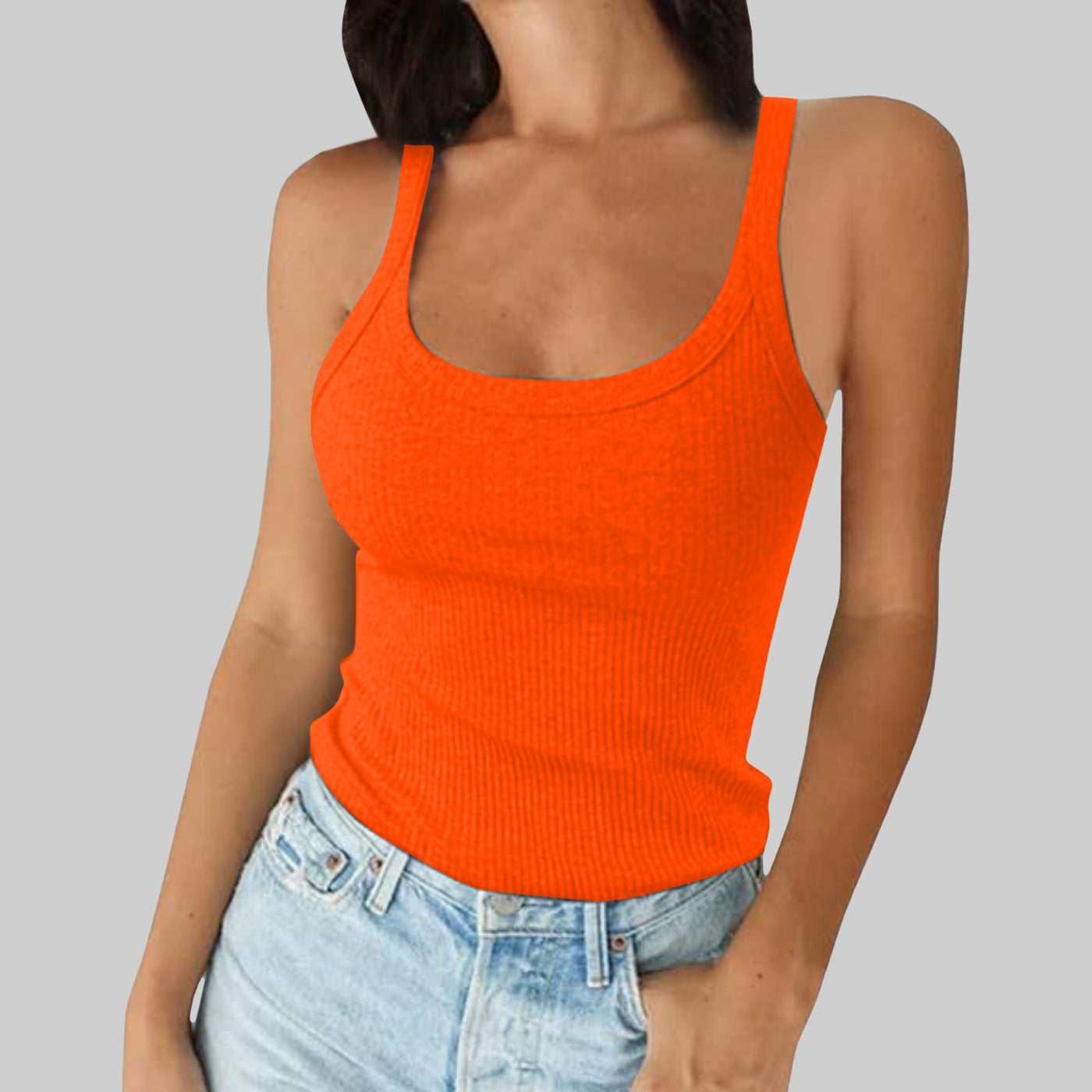 Women wear halter tops outside in summer