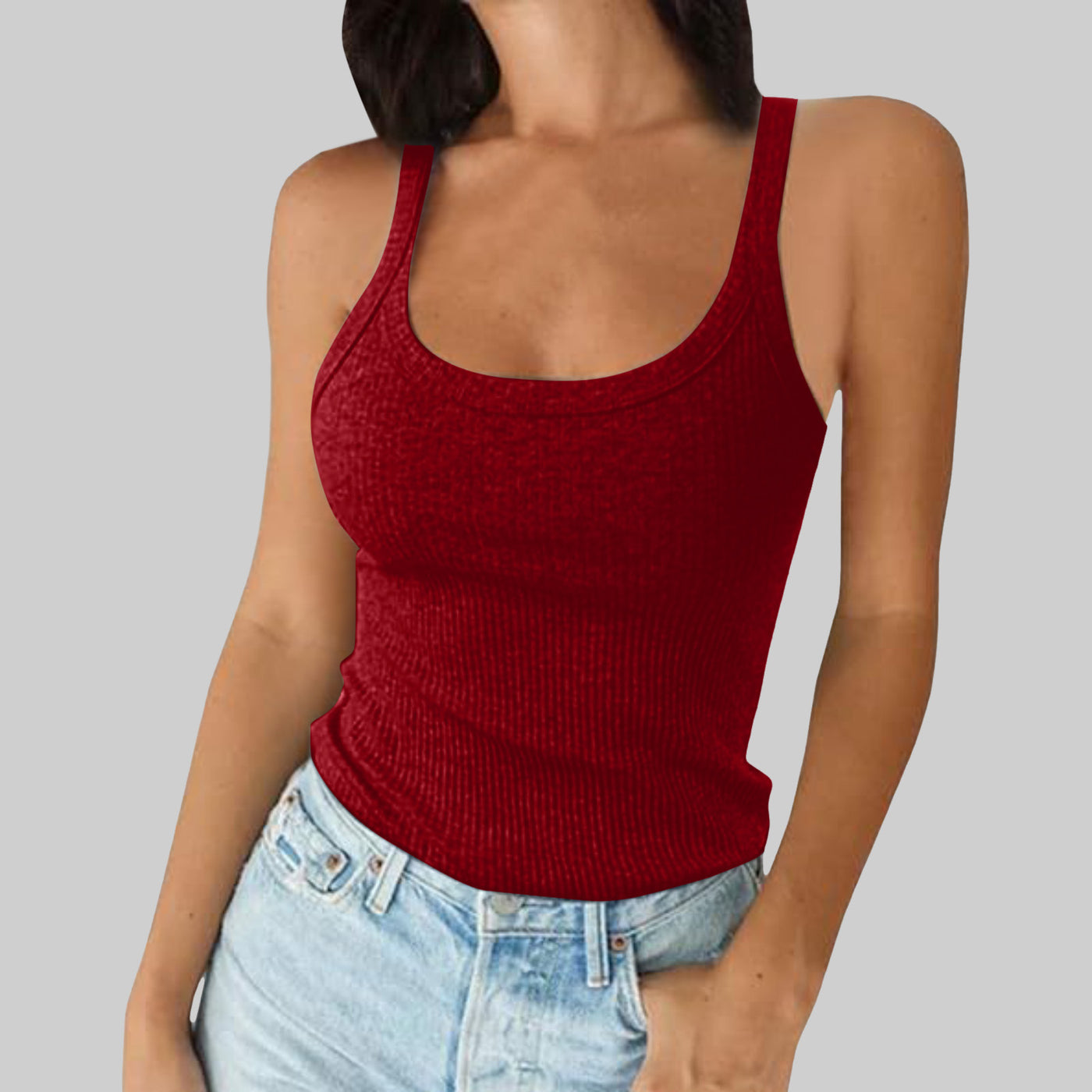 Women wear halter tops outside in summer