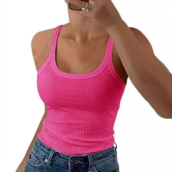 Women wear halter tops outside in summer
