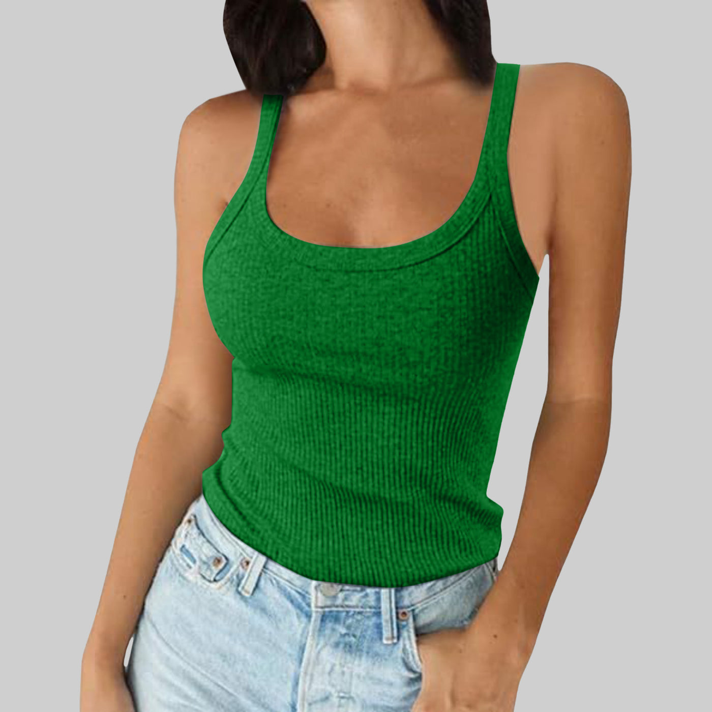 Women wear halter tops outside in summer