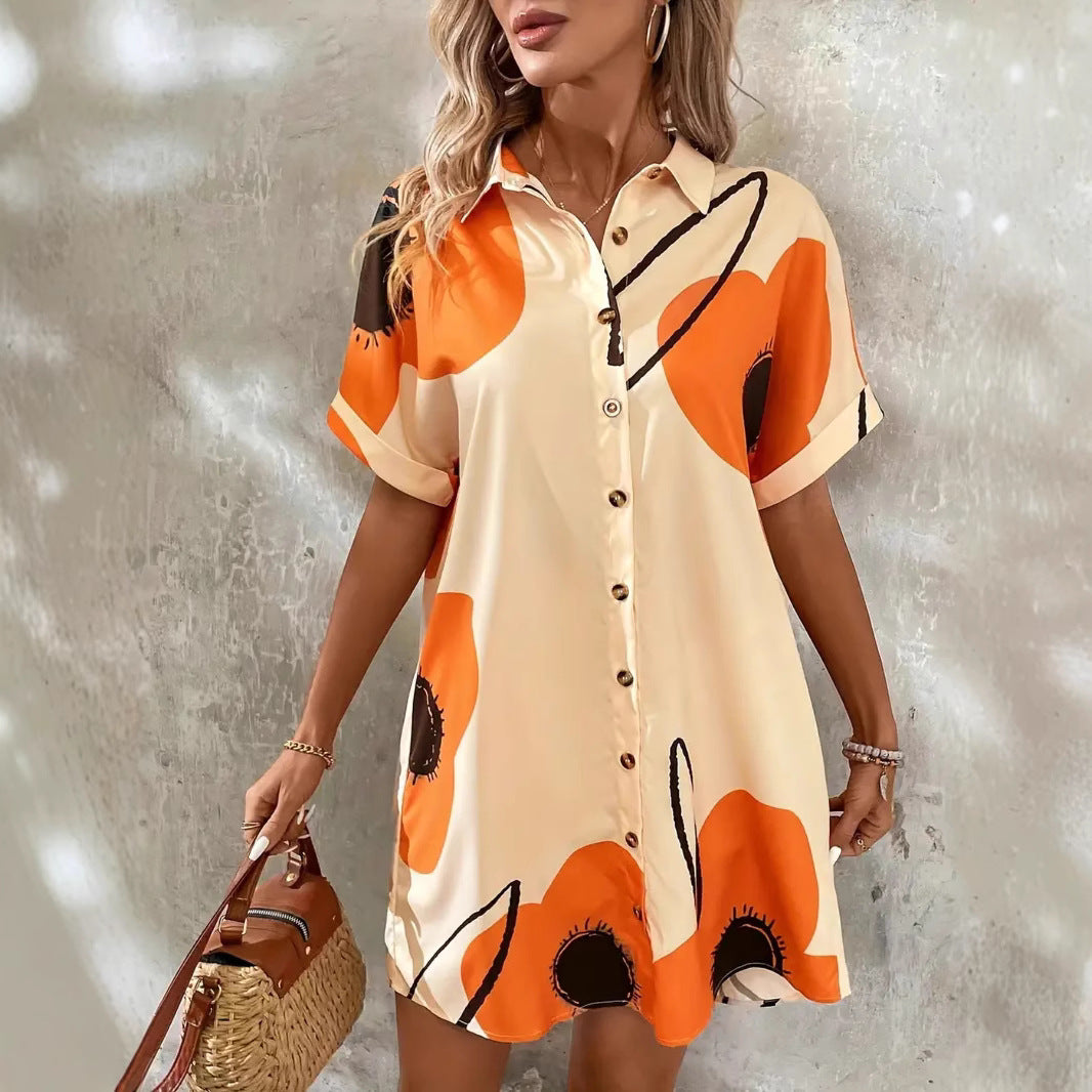 Printed women's blouse dress