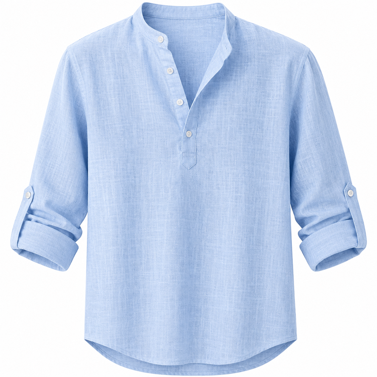 Camisa de Lino con Cuello Mao