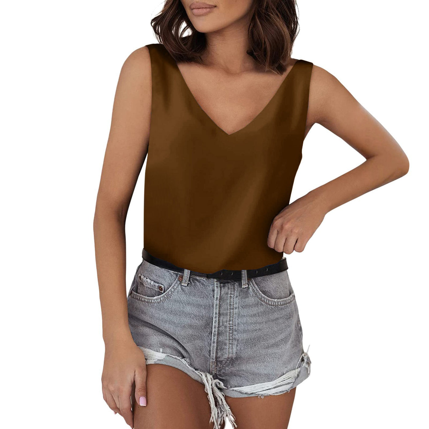 Sleeveless V-Neck Casual Tops