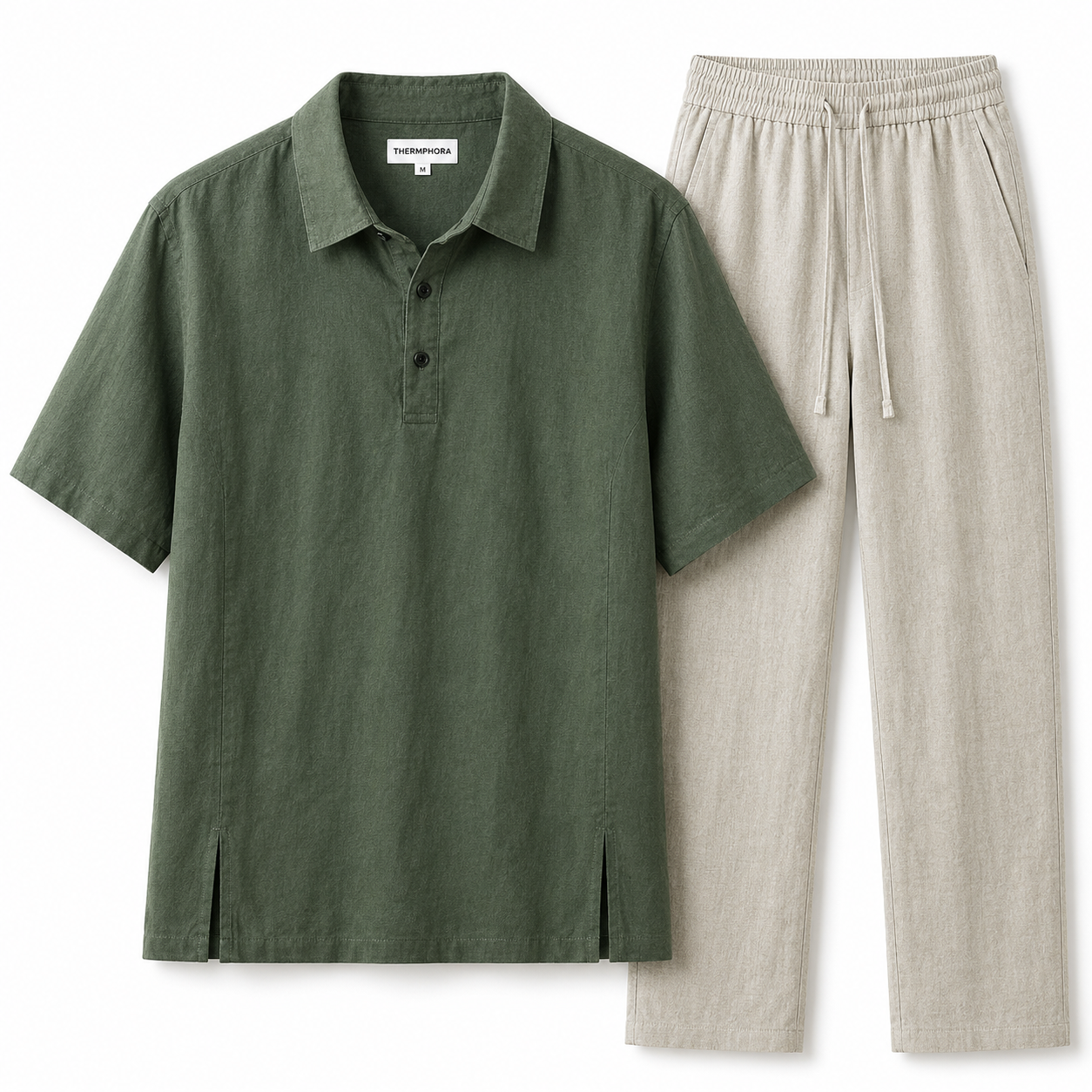 Conjunto de Lino para Hombre – Camisa Polo y Pantalón
