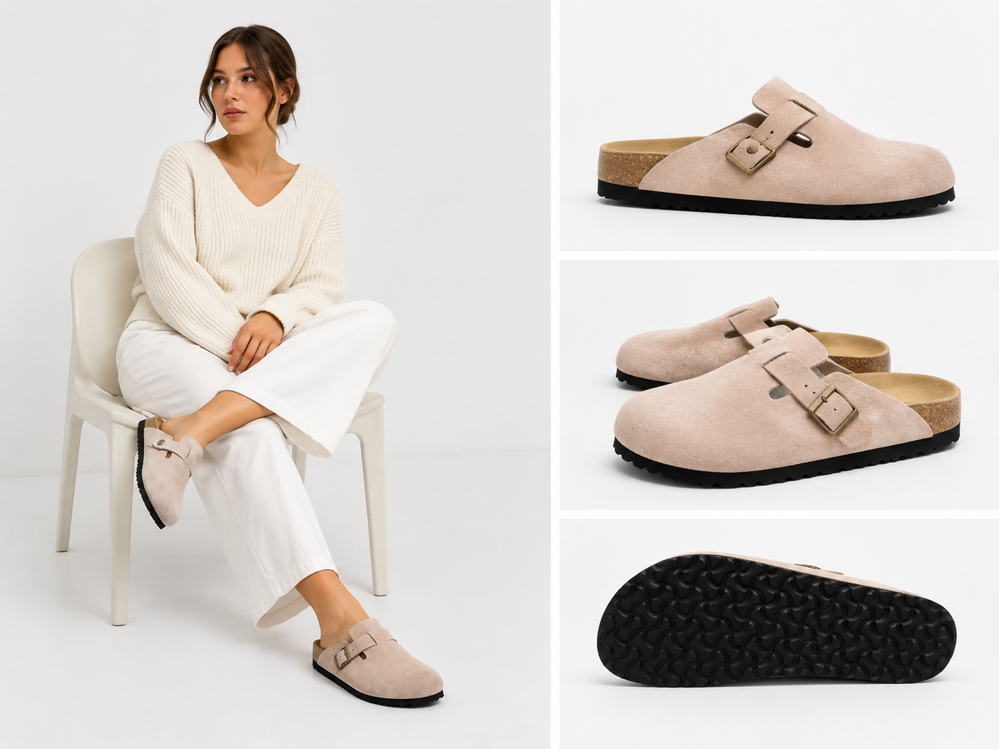 Zuecos Unisex de Ante con Hebilla Ajustable