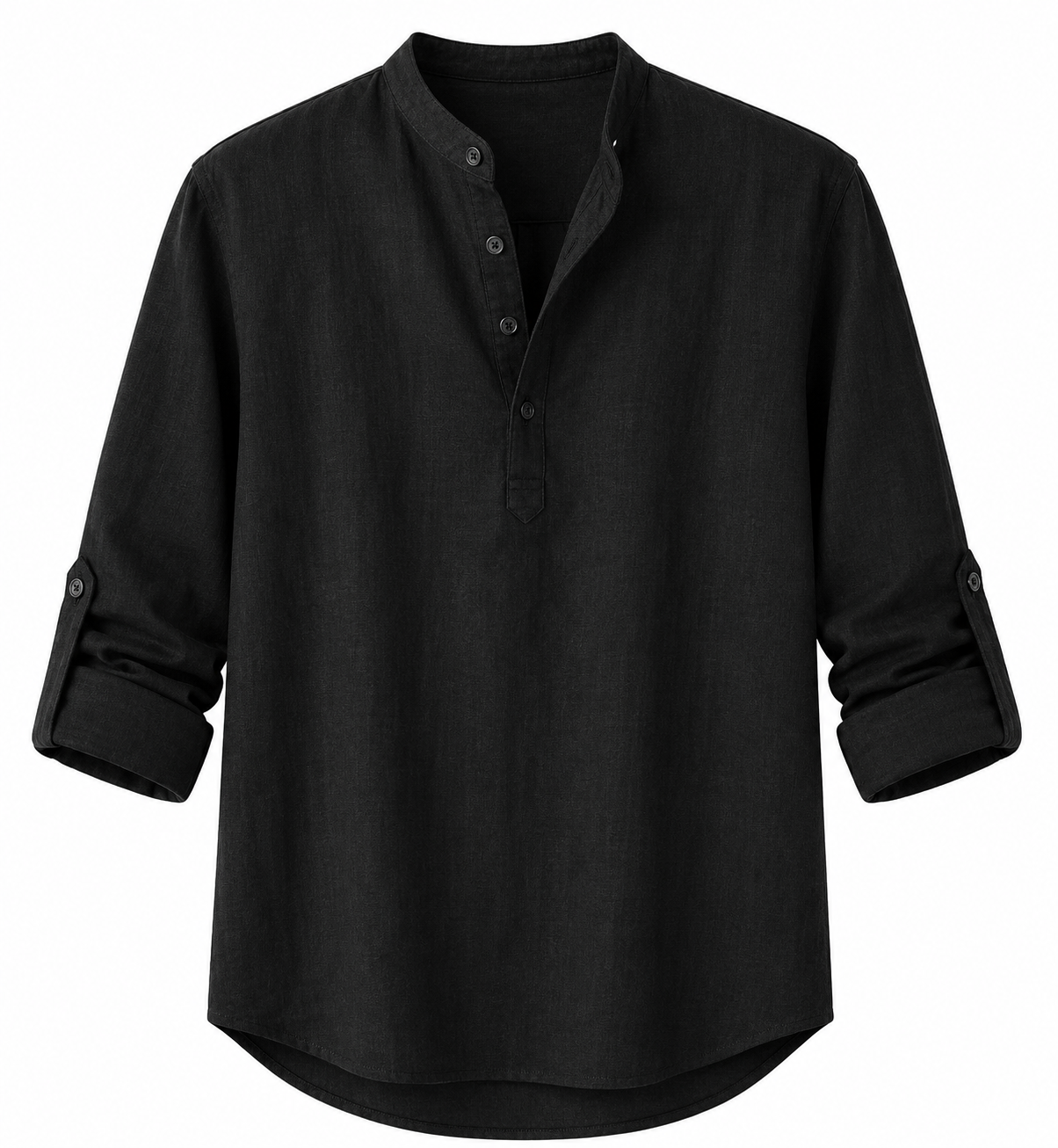 Camisa de Lino con Cuello Mao
