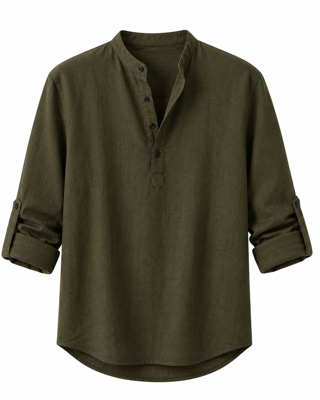 Camisa de Lino con Cuello Mao