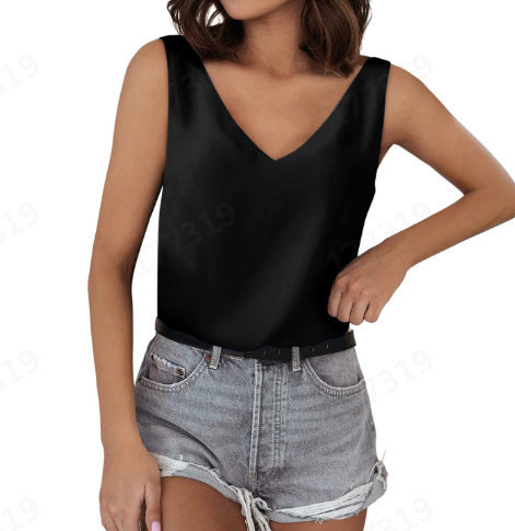 Sleeveless V-Neck Casual Tops