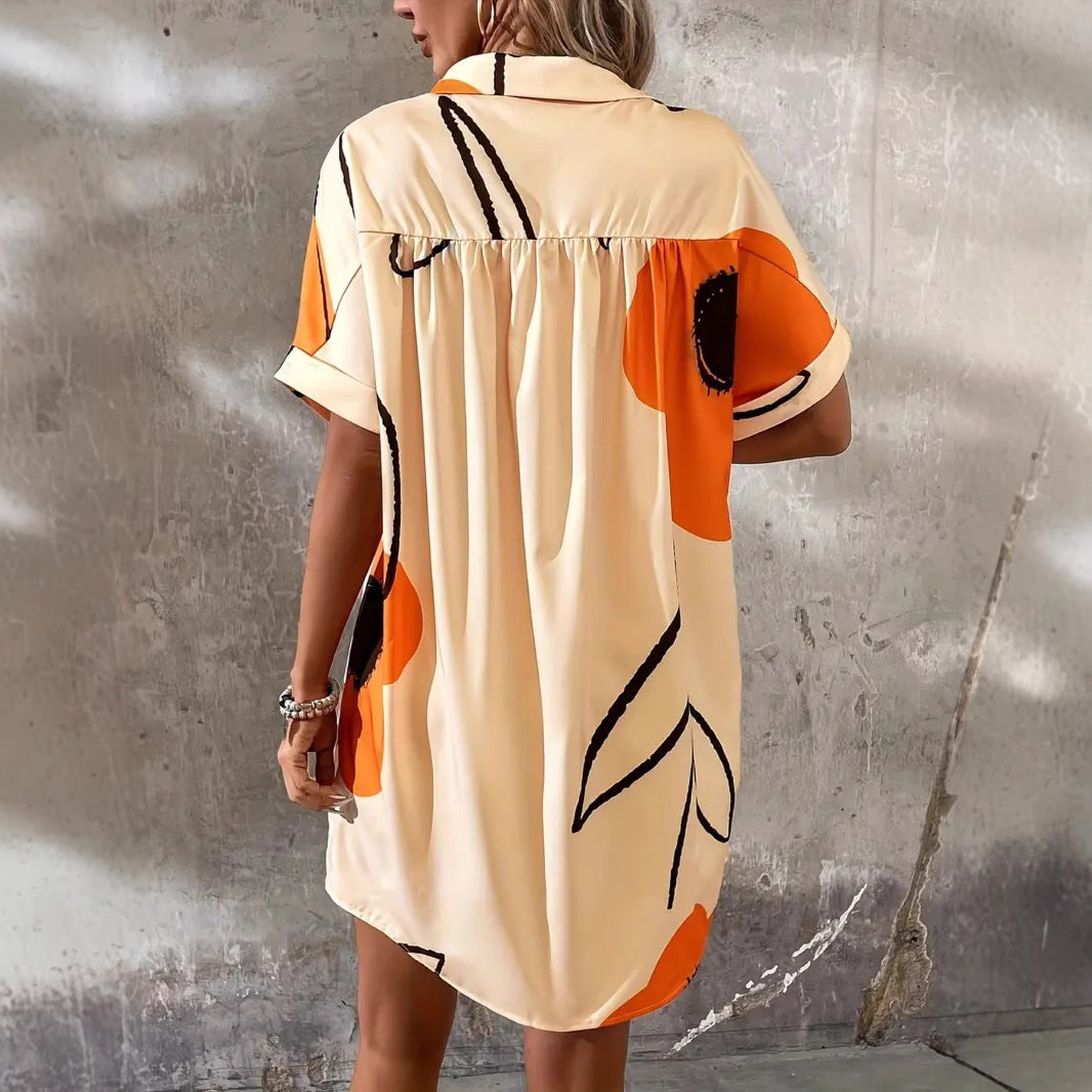 Printed women's blouse dress