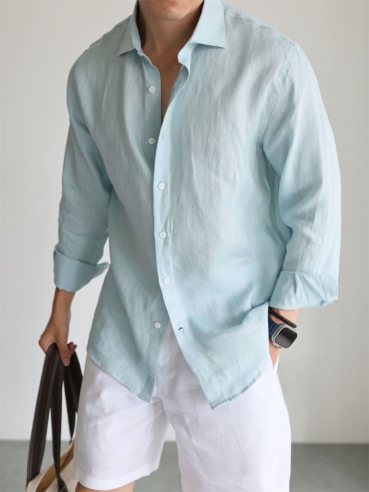 Italian Style Pure Linen Long Sleeve Shirt for Men
