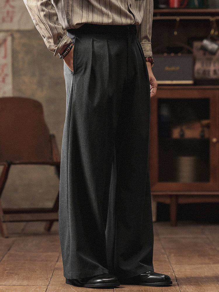 Men's Straight Pleated Dress Pants