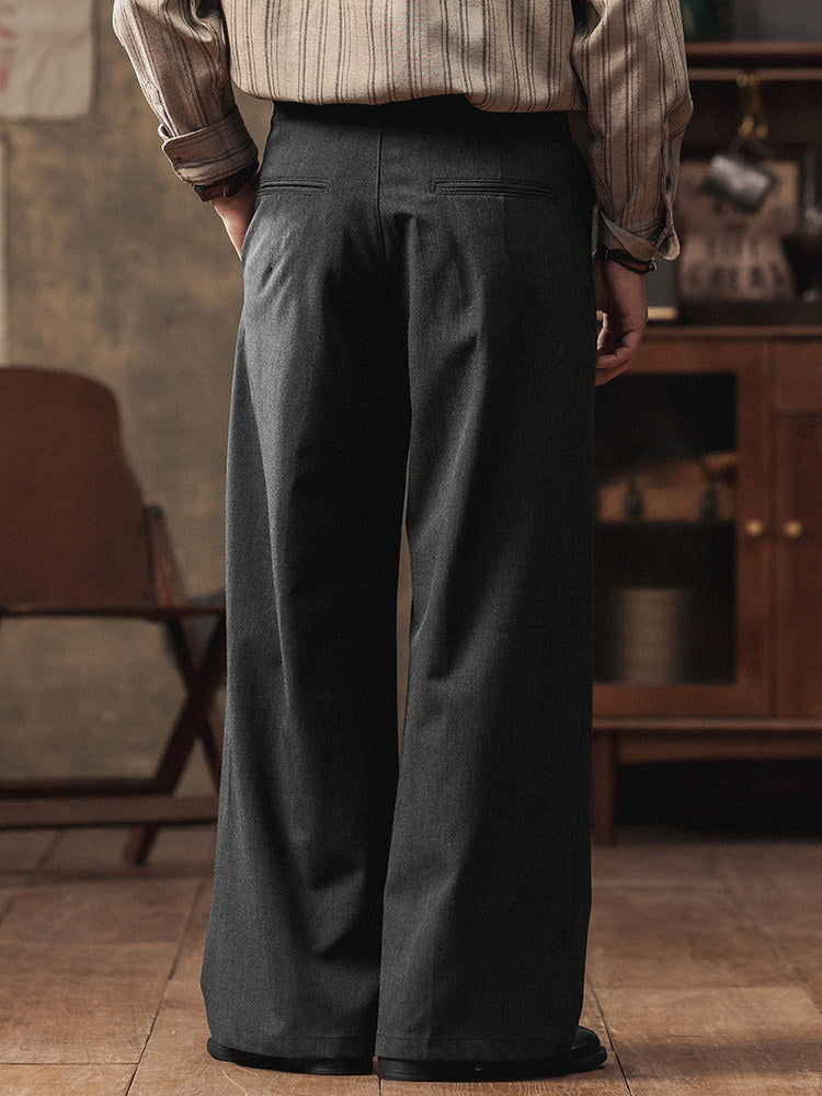 Men's Straight Pleated Dress Pants
