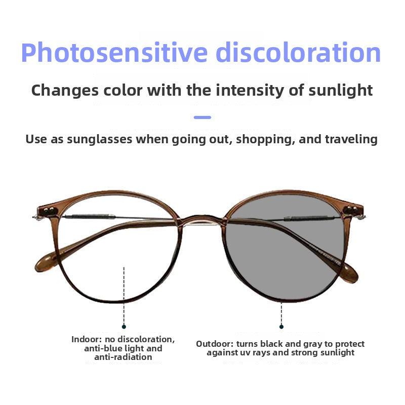 Photochromic Prescription Glasses with Oval Frame