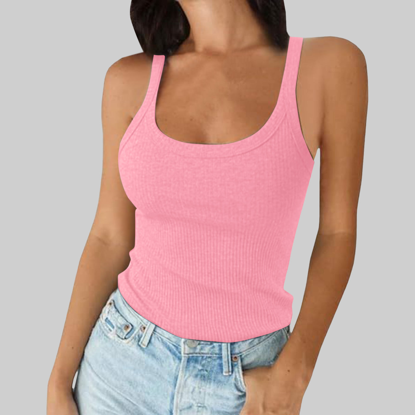 Women wear halter tops outside in summer