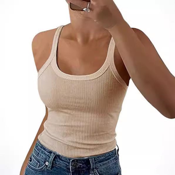 Women wear halter tops outside in summer