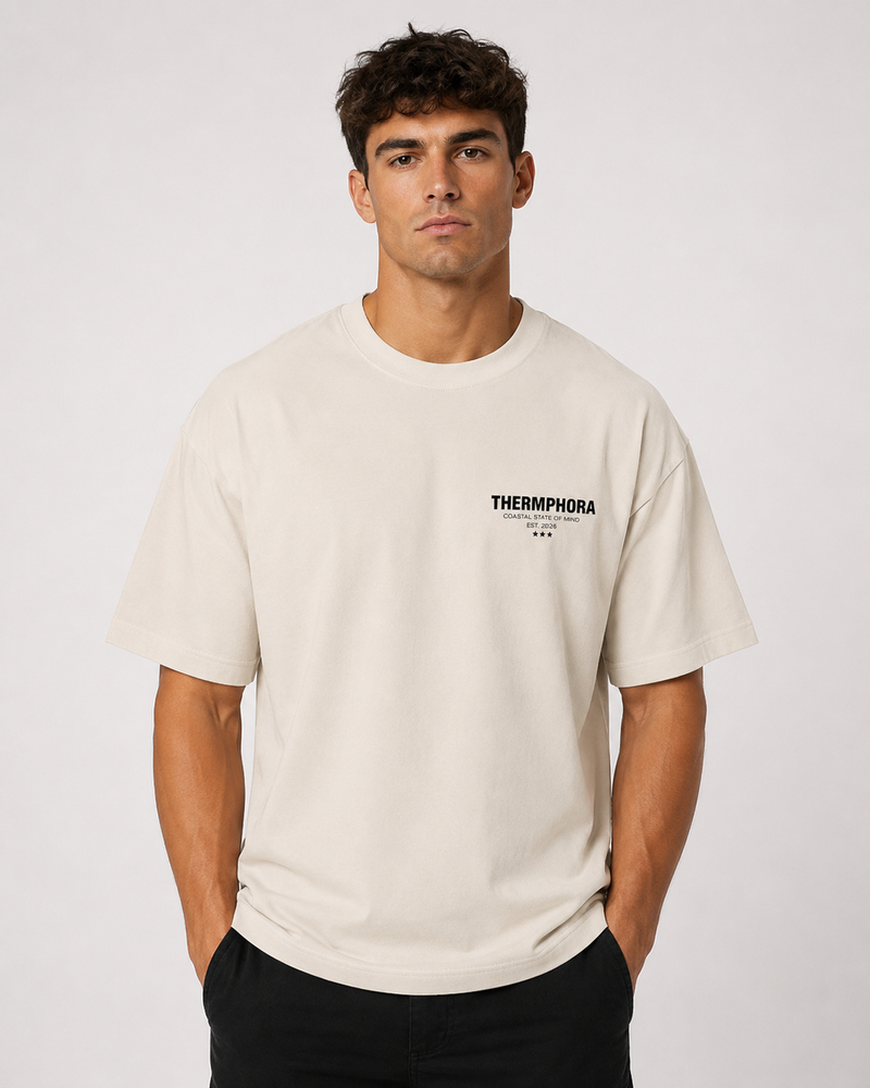 Oversized Tee – Coastal State of Mind (Cream)