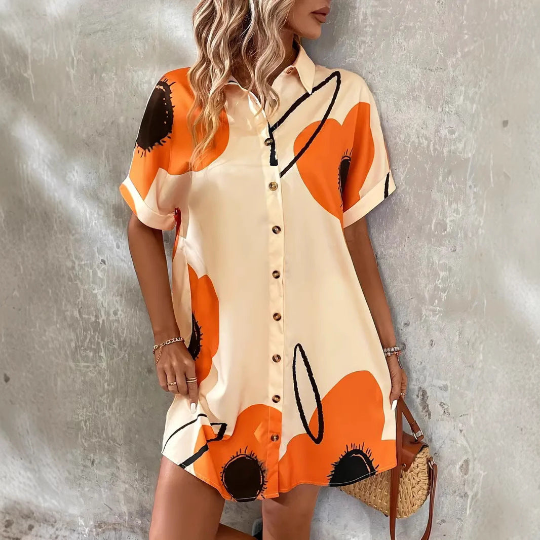 Printed women's blouse dress