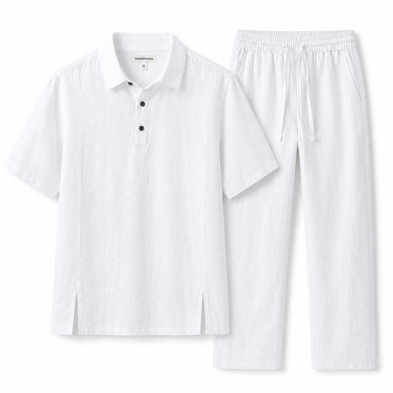 Conjunto de Lino para Hombre – Camisa Polo y Pantalón