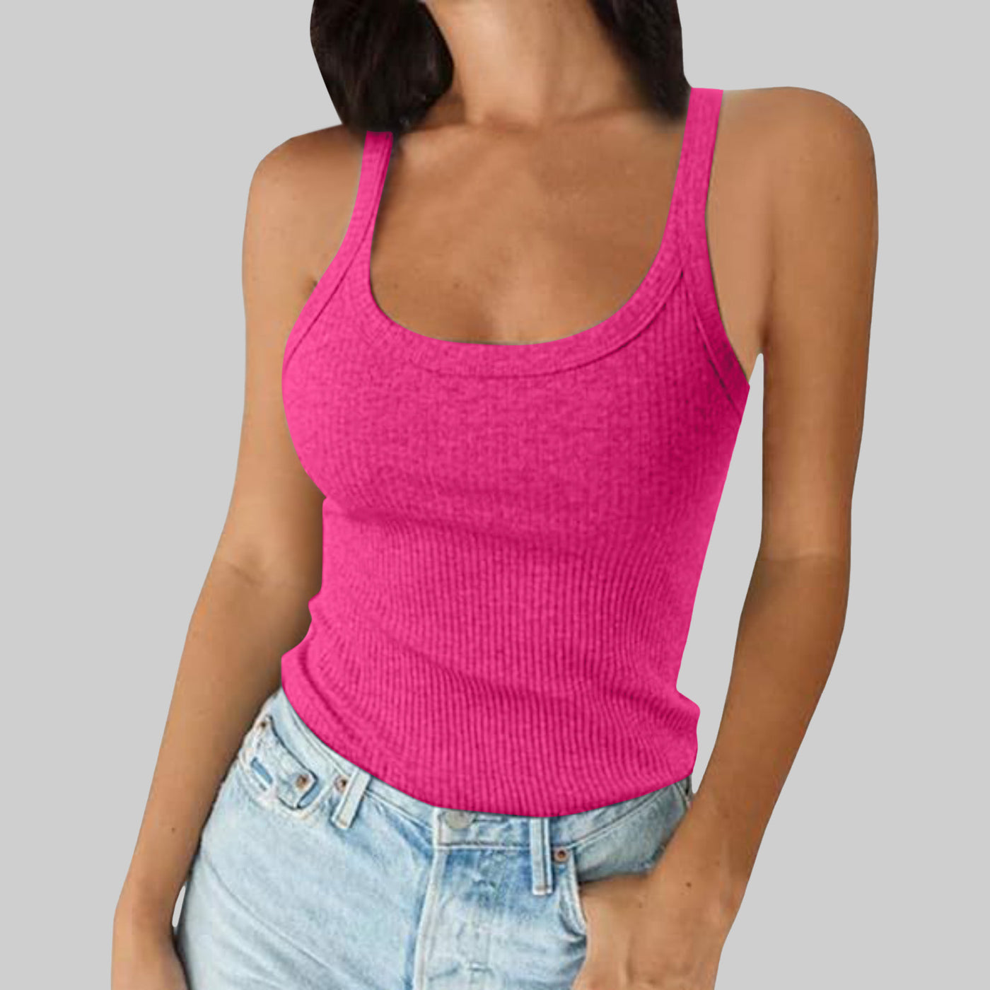 Women wear halter tops outside in summer