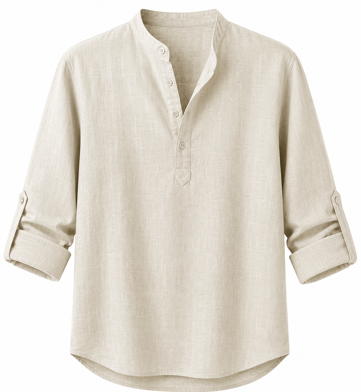 Camisa de Lino con Cuello Mao