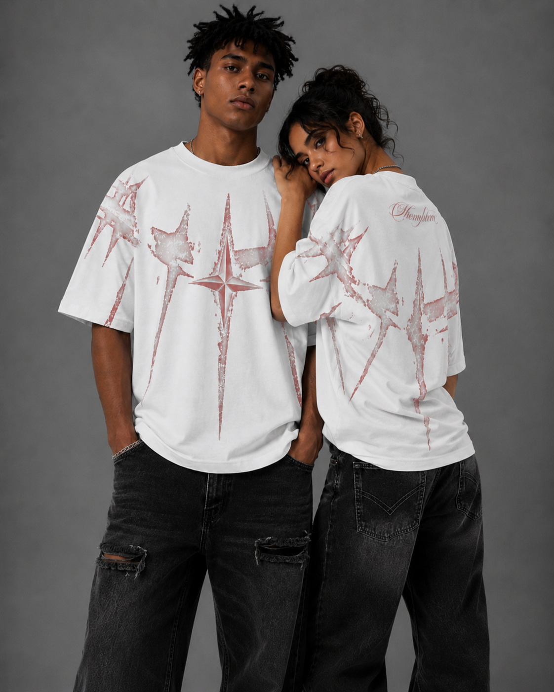 THERMPHORA — Distressed Star Oversized T-Shirt