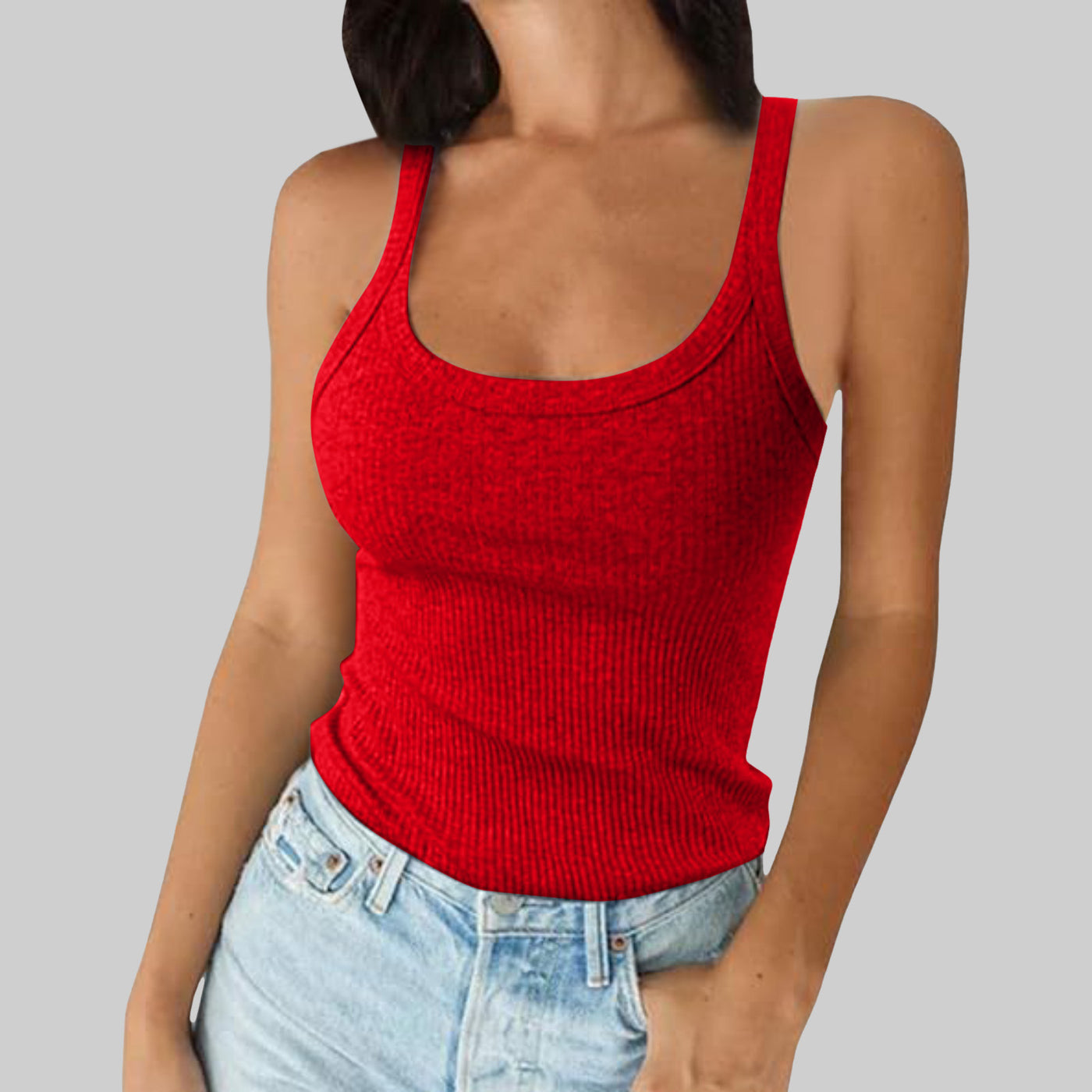 Women wear halter tops outside in summer