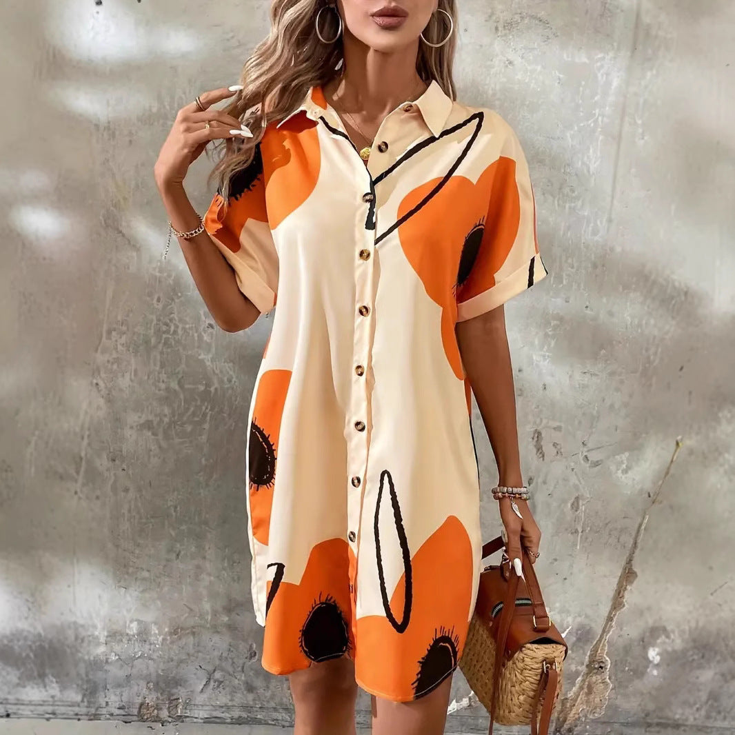 Printed women's blouse dress