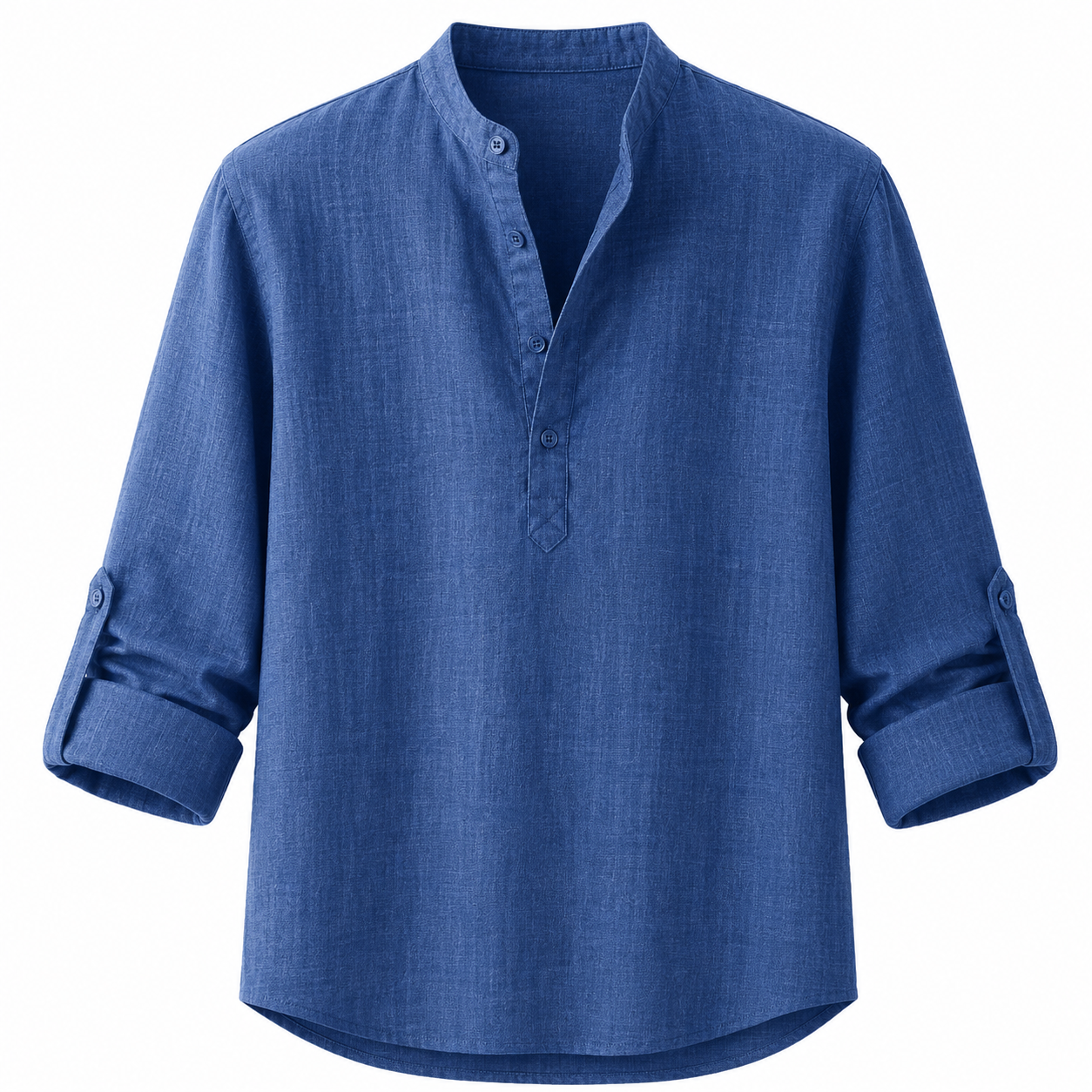 Camisa de Lino con Cuello Mao