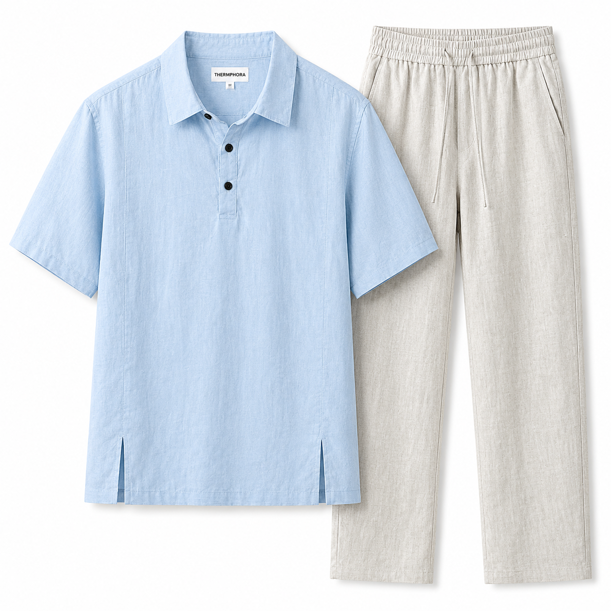 Conjunto de Lino para Hombre – Camisa Polo y Pantalón