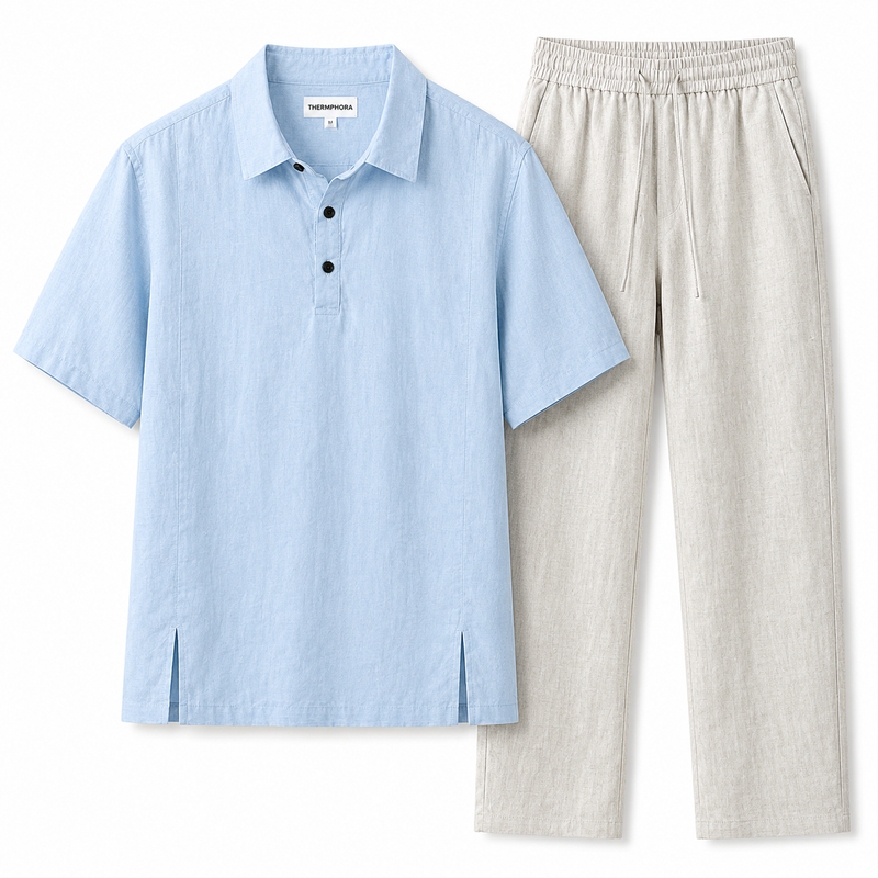 Conjunto de Lino para Hombre – Camisa Polo y Pantalón