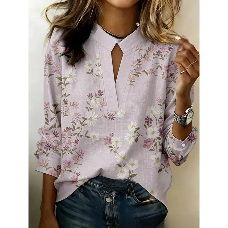 Womens Digital Print Pullover Blouse