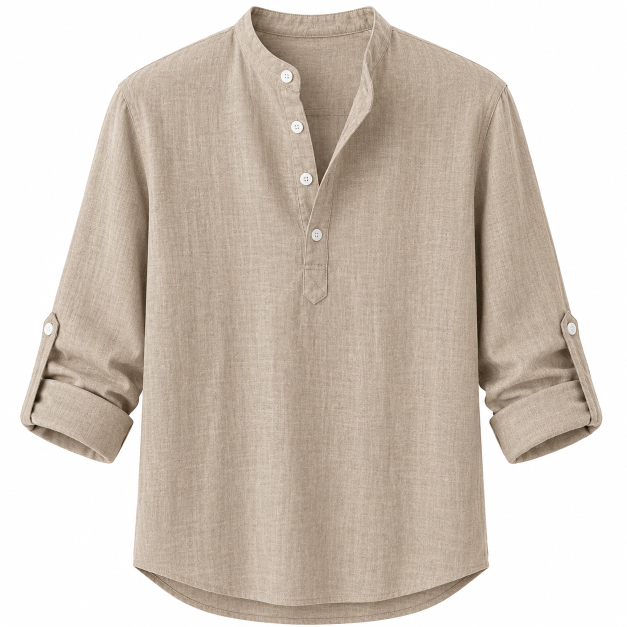 Camisa de Lino con Cuello Mao