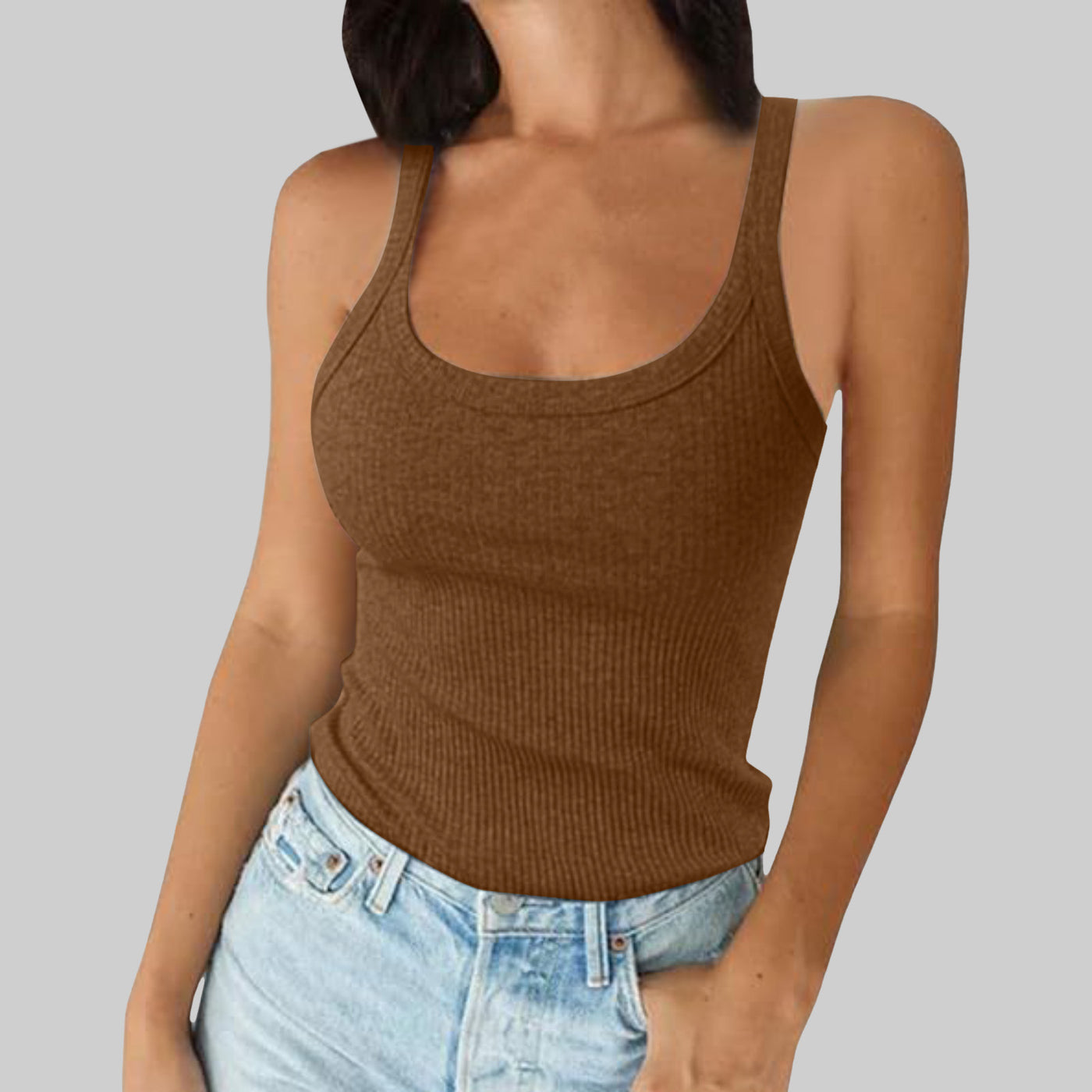 Women wear halter tops outside in summer
