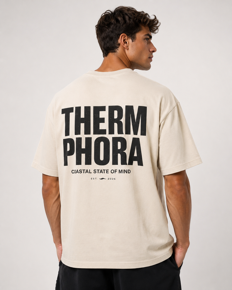 Oversized Tee – Coastal State of Mind (Cream)