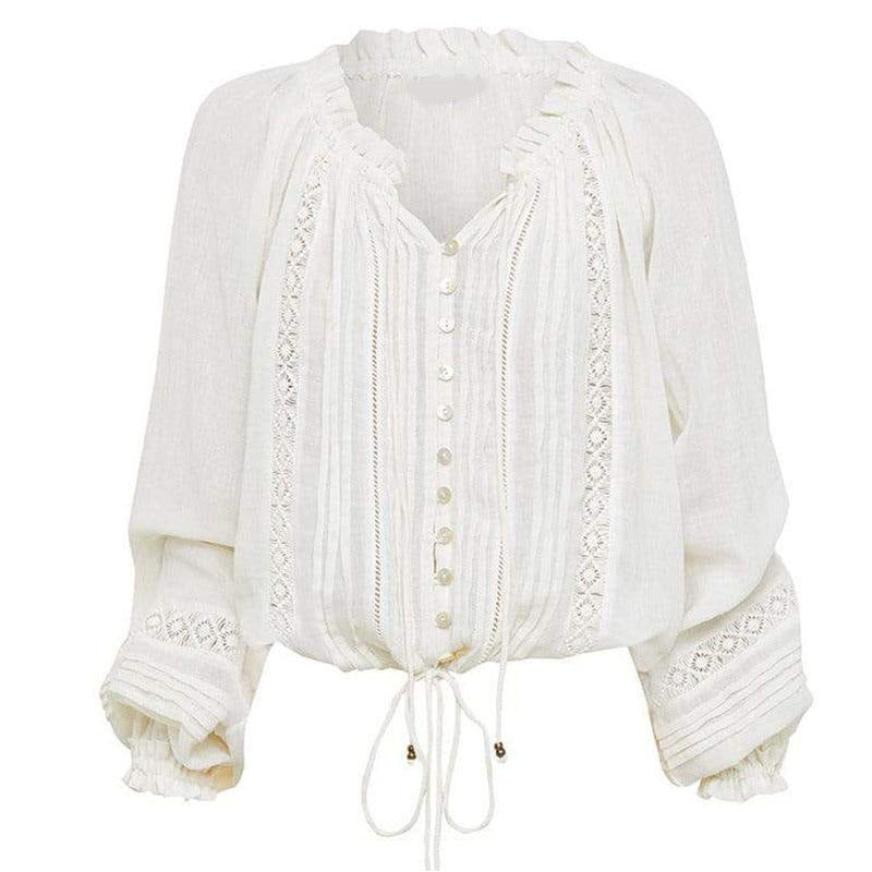 Womens FrenchStyle HollowOut Blouse