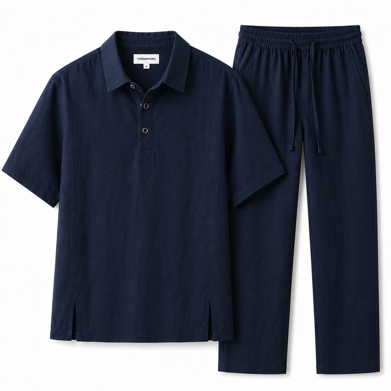 Conjunto de Lino para Hombre – Camisa Polo y Pantalón