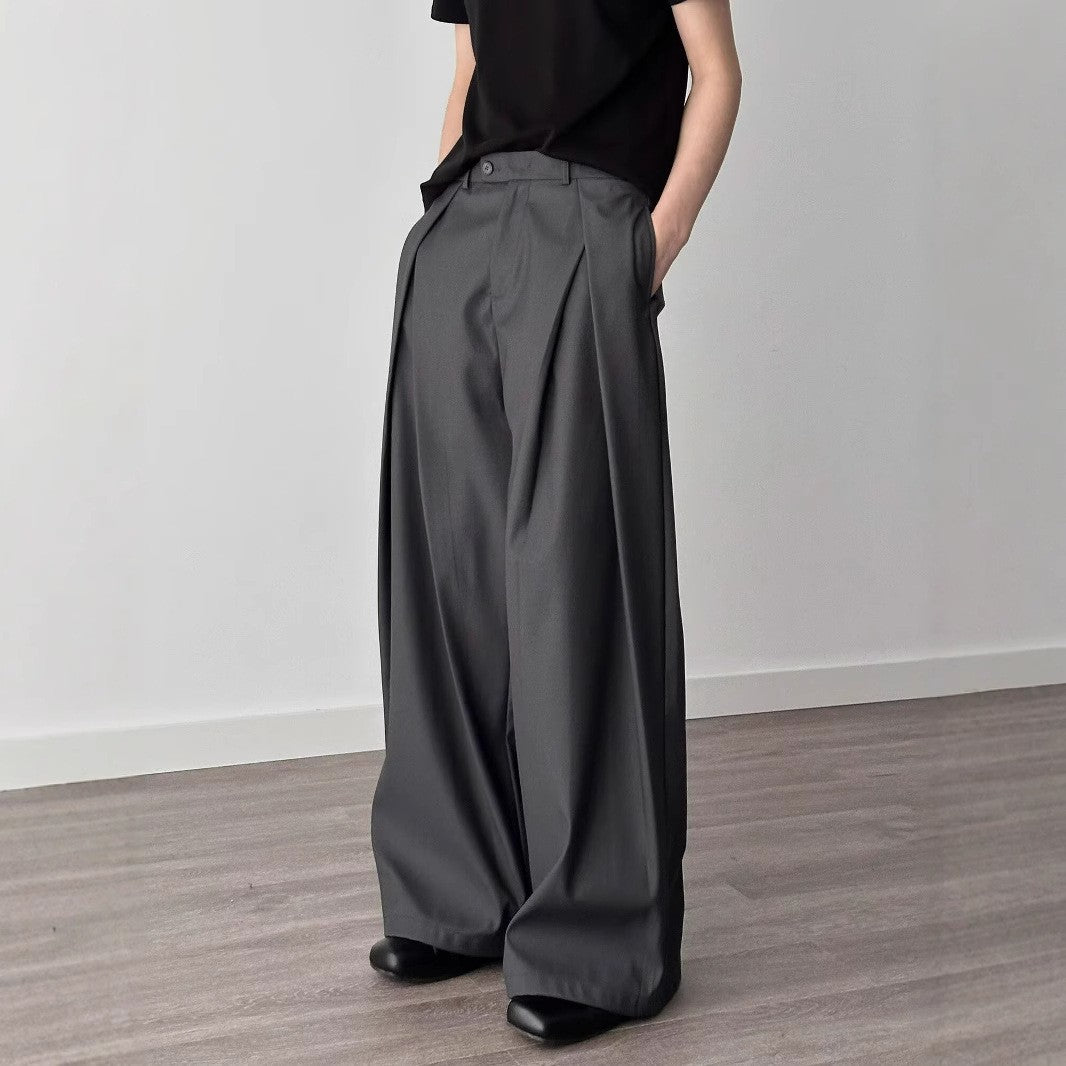 American Retro Pleated Suit Pants for Men and Women