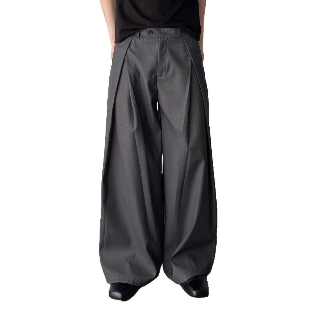 American Retro Pleated Suit Pants for Men and Women