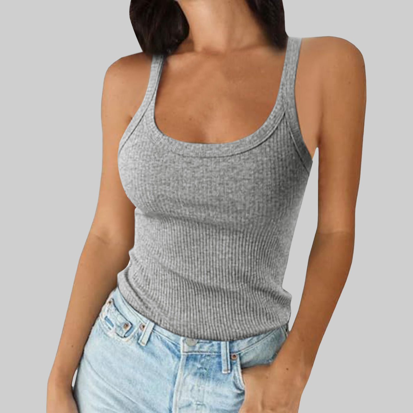 Women wear halter tops outside in summer