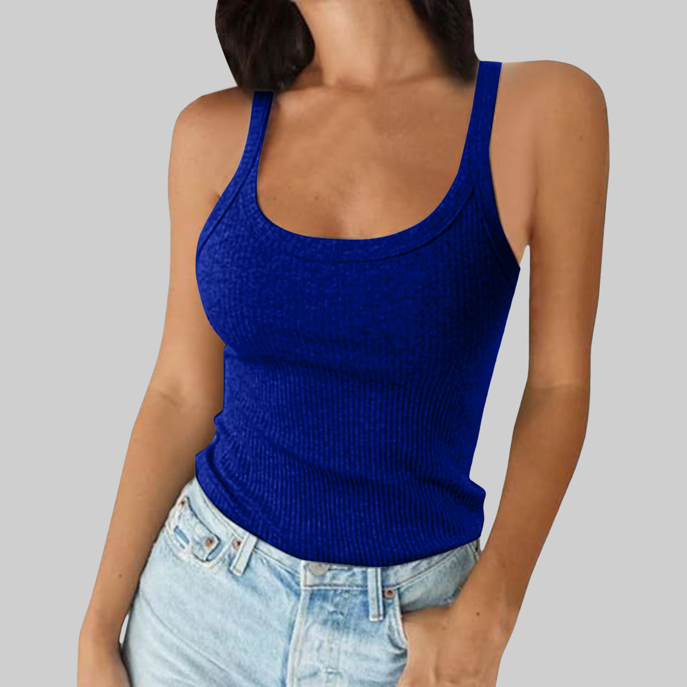 Women wear halter tops outside in summer