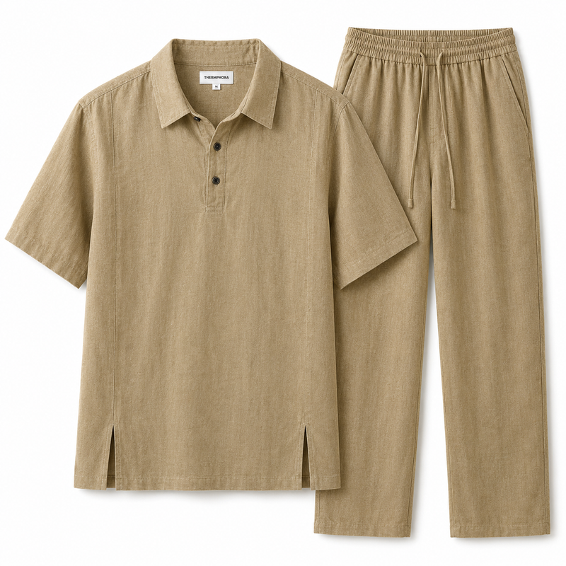 Conjunto de Lino para Hombre – Camisa Polo y Pantalón