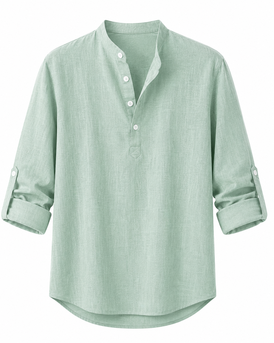 Camisa de Lino con Cuello Mao